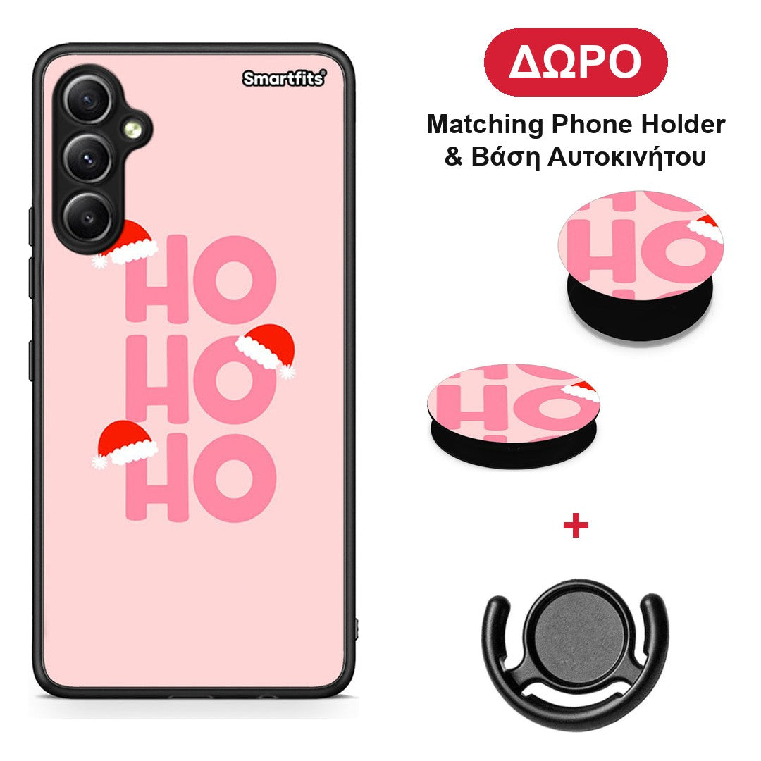 Xmas Ho Ho Ho - Samsung Galaxy A34 θήκη + Δώρο Phone Holder & Βάση Αυτοκινήτου