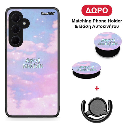 Anti Social - Samsung Galaxy A35 θήκη + Δώρο Phone Holder & Βάση Αυτοκινήτου