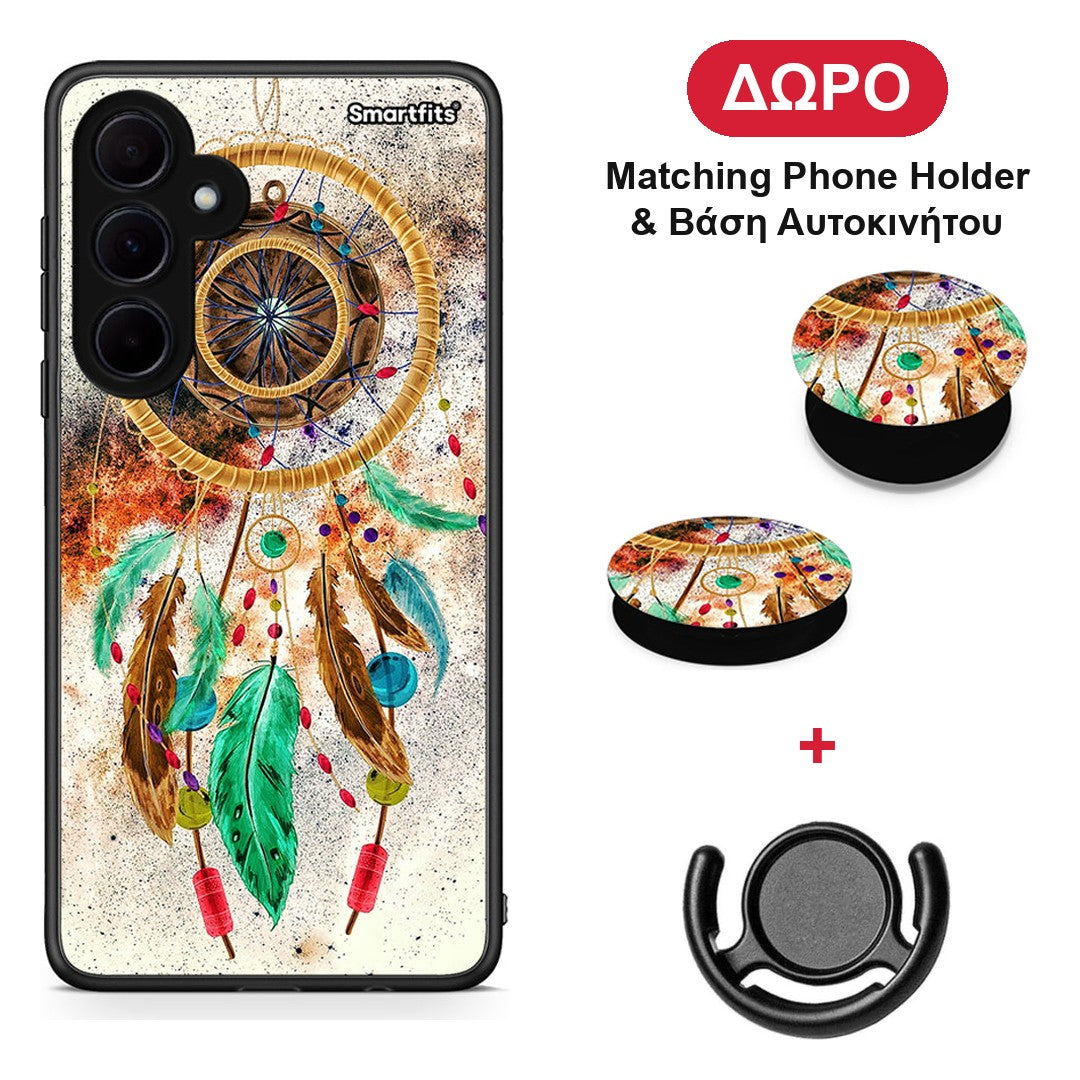 Boho DreamCatcher - Samsung Galaxy A35 θήκη + Δώρο Phone Holder & Βάση Αυτοκινήτου