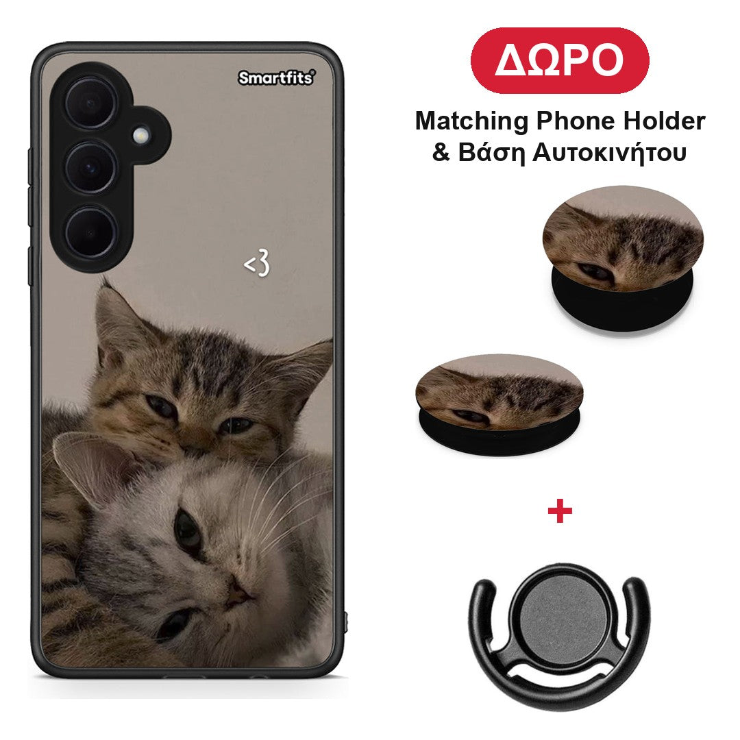 Cats In Love - Samsung Galaxy A35 θήκη + Δώρο Phone Holder & Βάση Αυτοκινήτου