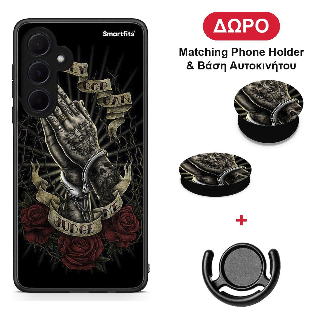 Judge By God - Samsung Galaxy A35 θήκη + Δώρο Phone Holder & Βάση Αυτοκινήτου