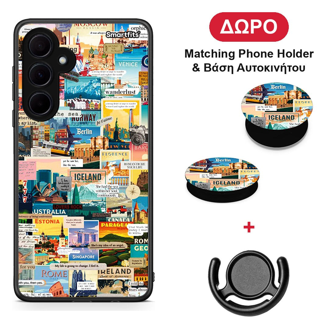 Live To Travel - Samsung Galaxy A35 θήκη + Δώρο Phone Holder & Βάση Αυτοκινήτου