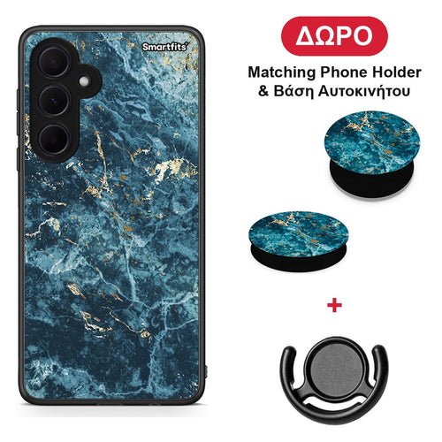 Marble Blue - Samsung Galaxy A35 θήκη + Δώρο Phone Holder & Βάση Αυτοκινήτου