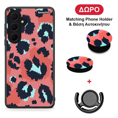 Animal Pink Leopard - Samsung Galaxy A35 θήκη + Δώρο Phone Holder & Βάση Αυτοκινήτου