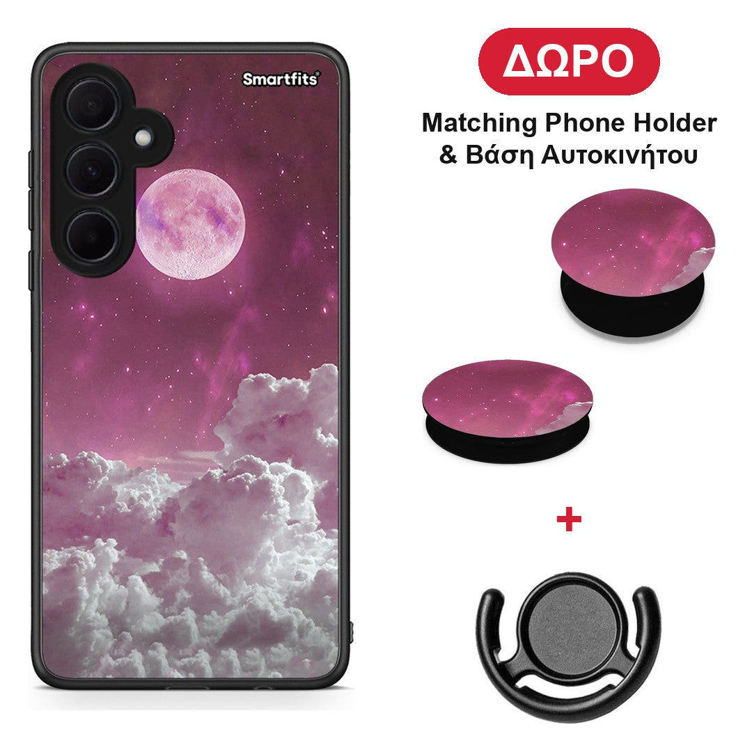 Pink Moon - Samsung Galaxy A35 θήκη + Δώρο Phone Holder & Βάση Αυτοκινήτου