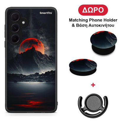 Red Full Moon - Samsung Galaxy A35 θήκη + Δώρο Phone Holder & Βάση Αυτοκινήτου