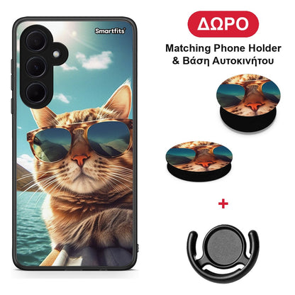 Summer Cat - Samsung Galaxy A35 θήκη + Δώρο Phone Holder & Βάση Αυτοκινήτου