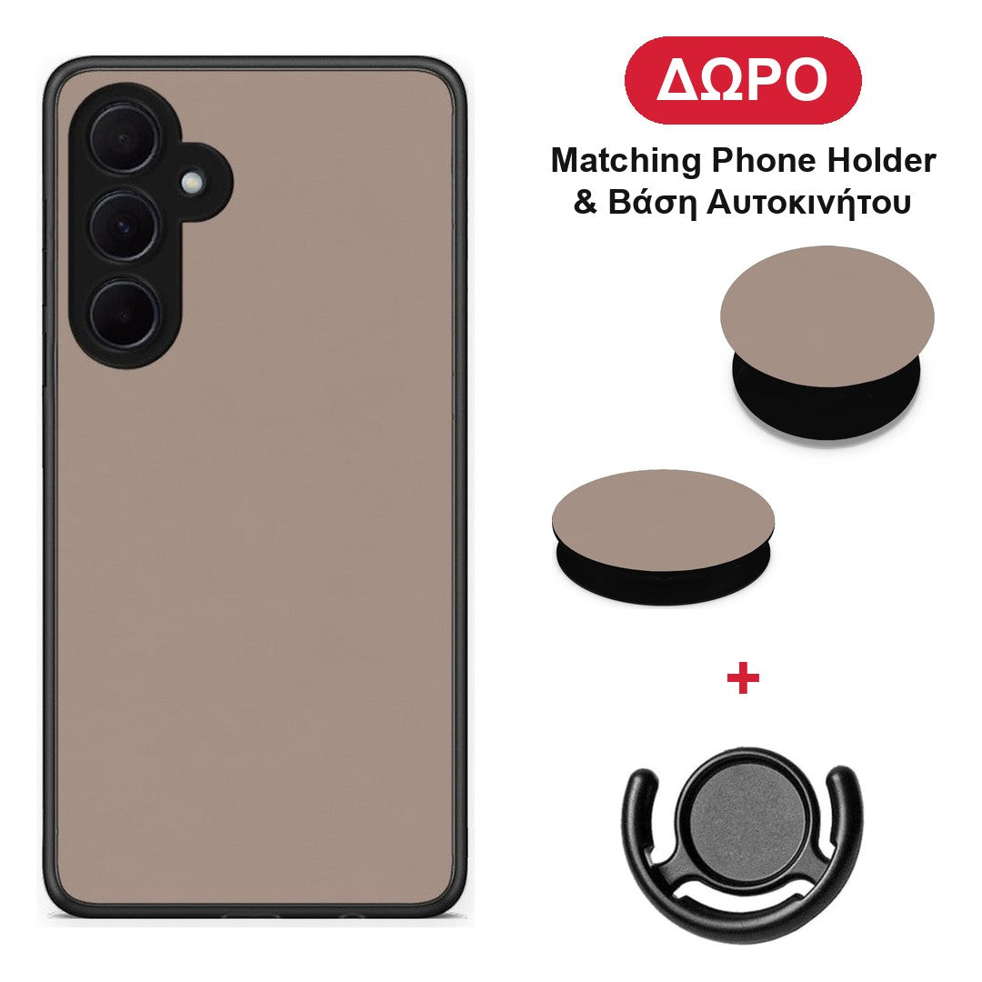 Warm Taupe - Samsung Galaxy A35 θήκη + Δώρο Phone Holder & Βάση Αυτοκινήτου