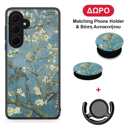 White Blossoms - Samsung Galaxy A35 θήκη + Δώρο Phone Holder & Βάση Αυτοκινήτου