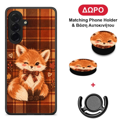 Fox on Autumn Tartan - Samsung Galaxy A36 θήκη + Δώρο Phone Holder & Βάση Αυτοκινήτου