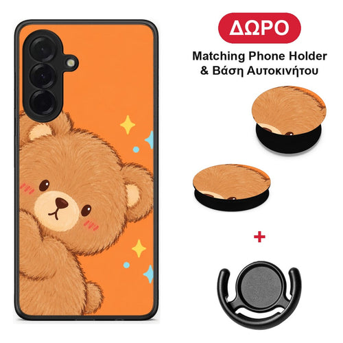 Peekaboo Teddy on Orange - Samsung Galaxy A36 θήκη + Δώρο Phone Holder & Βάση Αυτοκινήτου