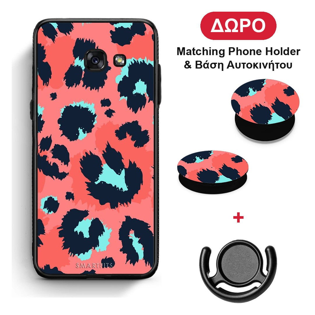 Animal Pink Leopard - Samsung Galaxy A5 2017 θήκη + Δώρο Phone Holder & Βάση Αυτοκινήτου
