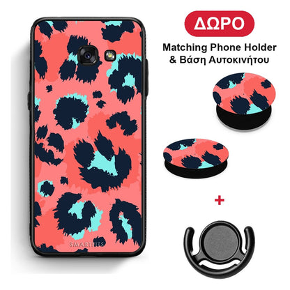 Animal Pink Leopard - Samsung Galaxy A5 2017 θήκη + Δώρο Phone Holder & Βάση Αυτοκινήτου