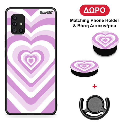 Lilac Hearts - Samsung Galaxy A51 5G θήκη + Δώρο Phone Holder & Βάση Αυτοκινήτου
