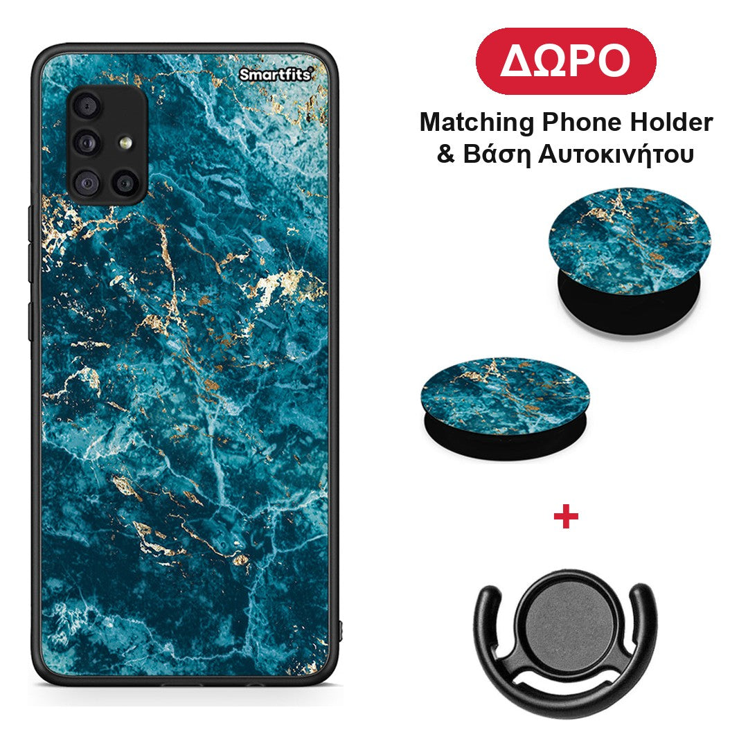 Marble Blue - Samsung Galaxy A51 5G θήκη + Δώρο Phone Holder & Βάση Αυτοκινήτου