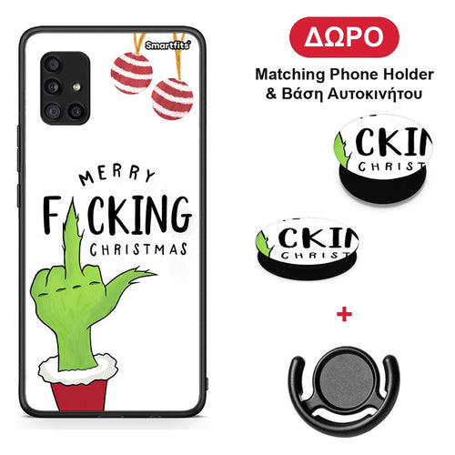Merry F Xmas - Samsung Galaxy A51 5G θήκη + Δώρο Phone Holder & Βάση Αυτοκινήτου