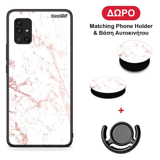 Marble Pink Splash - Samsung Galaxy A51 5G θήκη + Δώρο Phone Holder & Βάση Αυτοκινήτου