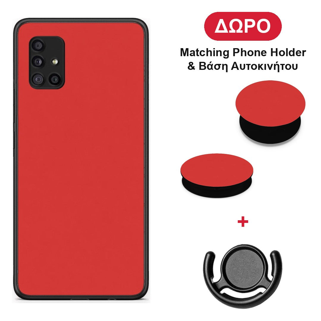 Poppy Red - Samsung Galaxy A51 5G θήκη + Δώρο Phone Holder & Βάση Αυτοκινήτου
