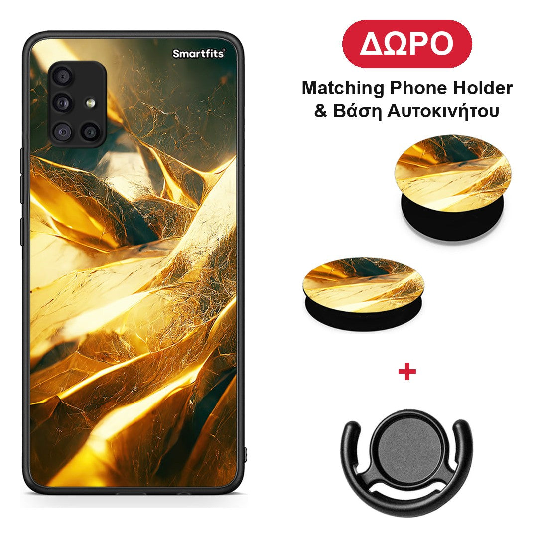 Real Gold - Samsung Galaxy A51 5G θήκη + Δώρο Phone Holder & Βάση Αυτοκινήτου