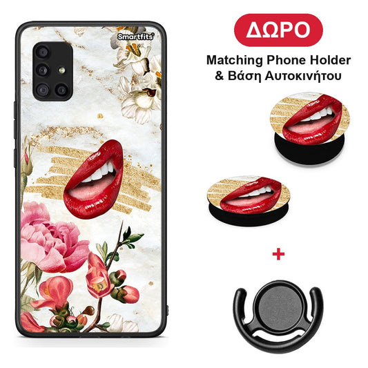 Red Lips - Samsung Galaxy A51 5G θήκη + Δώρο Phone Holder & Βάση Αυτοκινήτου