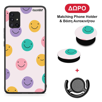 Smiley Faces - Samsung Galaxy A51 5G θήκη + Δώρο Phone Holder & Βάση Αυτοκινήτου