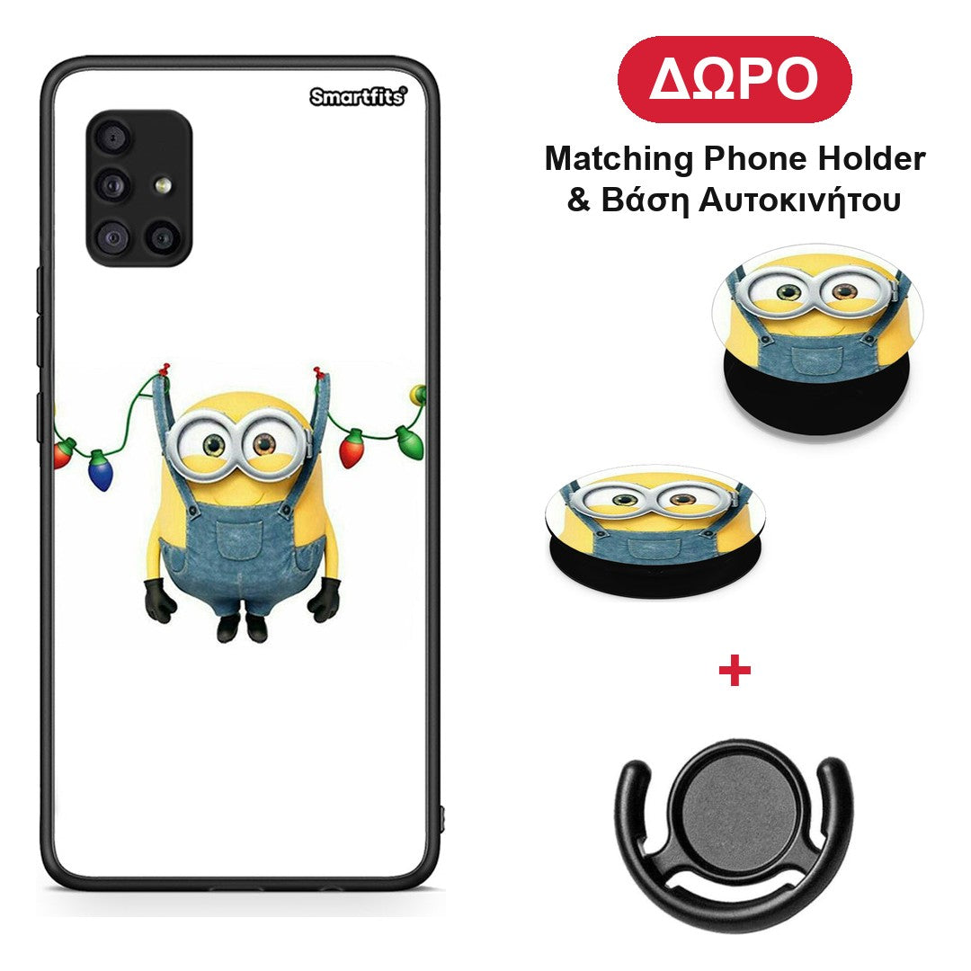 Xmas Minion Lights - Samsung Galaxy A51 5G θήκη + Δώρο Phone Holder & Βάση Αυτοκινήτου