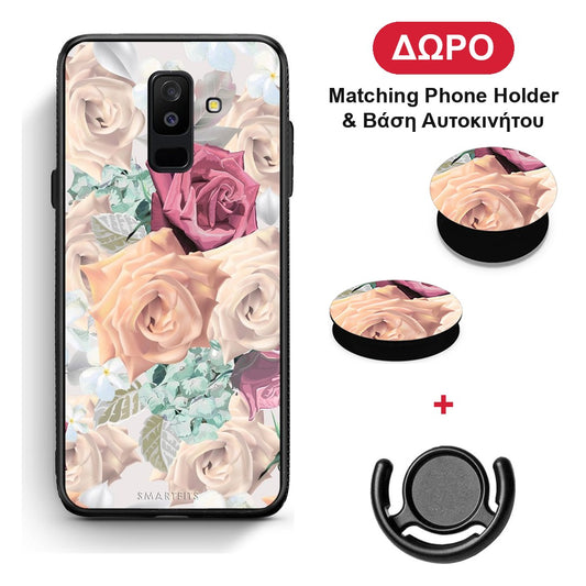 Floral Bouquet - Samsung Galaxy A6+ 2018 θήκη + Δώρο Phone Holder & Βάση Αυτοκινήτου