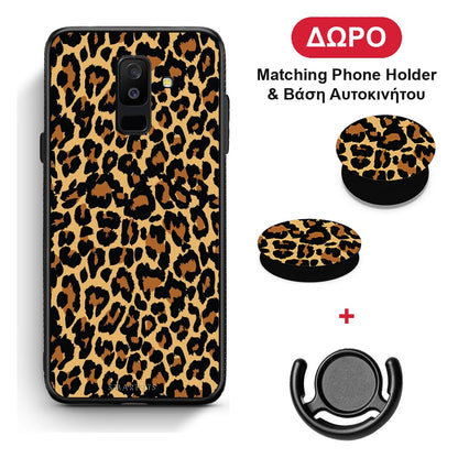 Animal Leopard - Samsung Galaxy A6+ 2018 θήκη + Δώρο Phone Holder & Βάση Αυτοκινήτου