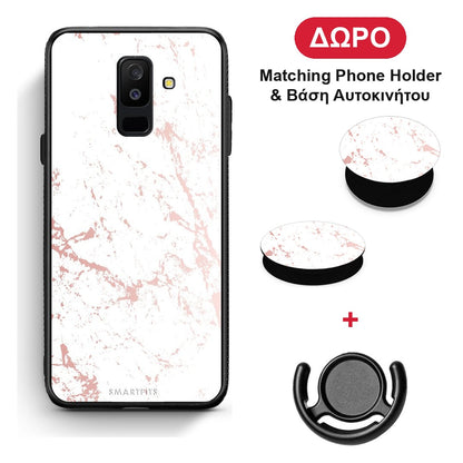 Marble Pink Splash - Samsung Galaxy A6+ 2018 θήκη + Δώρο Phone Holder & Βάση Αυτοκινήτου