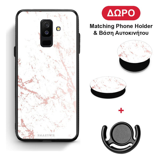 Marble Pink Splash - Samsung Galaxy A6+ 2018 θήκη + Δώρο Phone Holder & Βάση Αυτοκινήτου