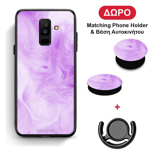 Watercolor Lavender - Samsung Galaxy A6+ 2018 θήκη + Δώρο Phone Holder & Βάση Αυτοκινήτου