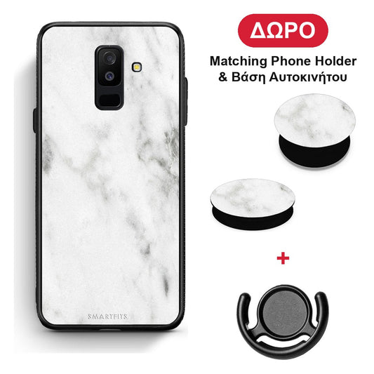 Marble White - Samsung Galaxy A6+ 2018 θήκη + Δώρο Phone Holder & Βάση Αυτοκινήτου