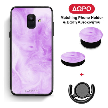 Watercolor Lavender - Samsung Galaxy A6 2018 θήκη + Δώρο Phone Holder & Βάση Αυτοκινήτου