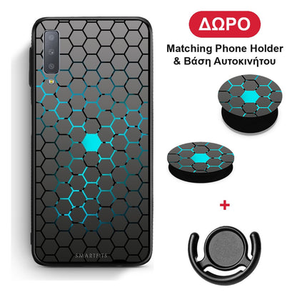 Geometric Hexagonal - Samsung Galaxy A7 2018 θήκη + Δώρο Phone Holder & Βάση Αυτοκινήτου