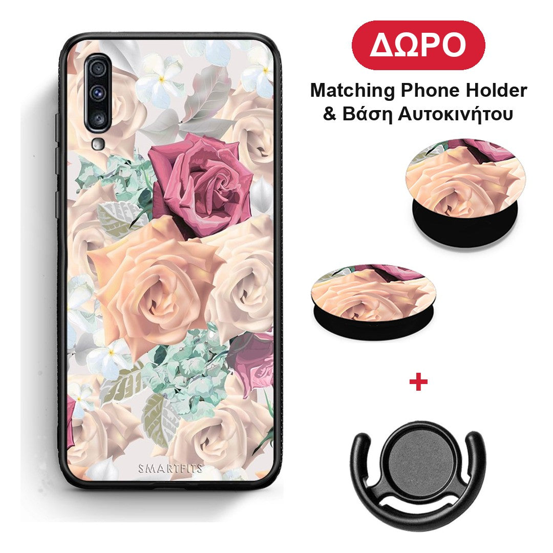 Floral Bouquet - Samsung Galaxy A70 θήκη + Δώρο Phone Holder & Βάση Αυτοκινήτου