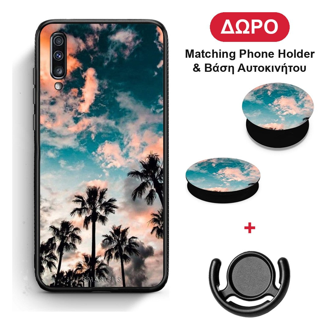 Summer Sky - Samsung Galaxy A70 θήκη + Δώρο Phone Holder & Βάση Αυτοκινήτου