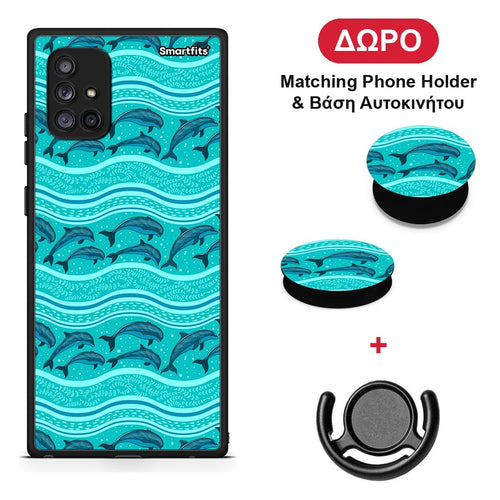 Swimming Dolphins - Samsung Galaxy A71 5G θήκη + Δώρο Phone Holder & Βάση Αυτοκινήτου