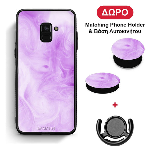 Watercolor Lavender - Samsung Galaxy A8 θήκη + Δώρο Phone Holder & Βάση Αυτοκινήτου