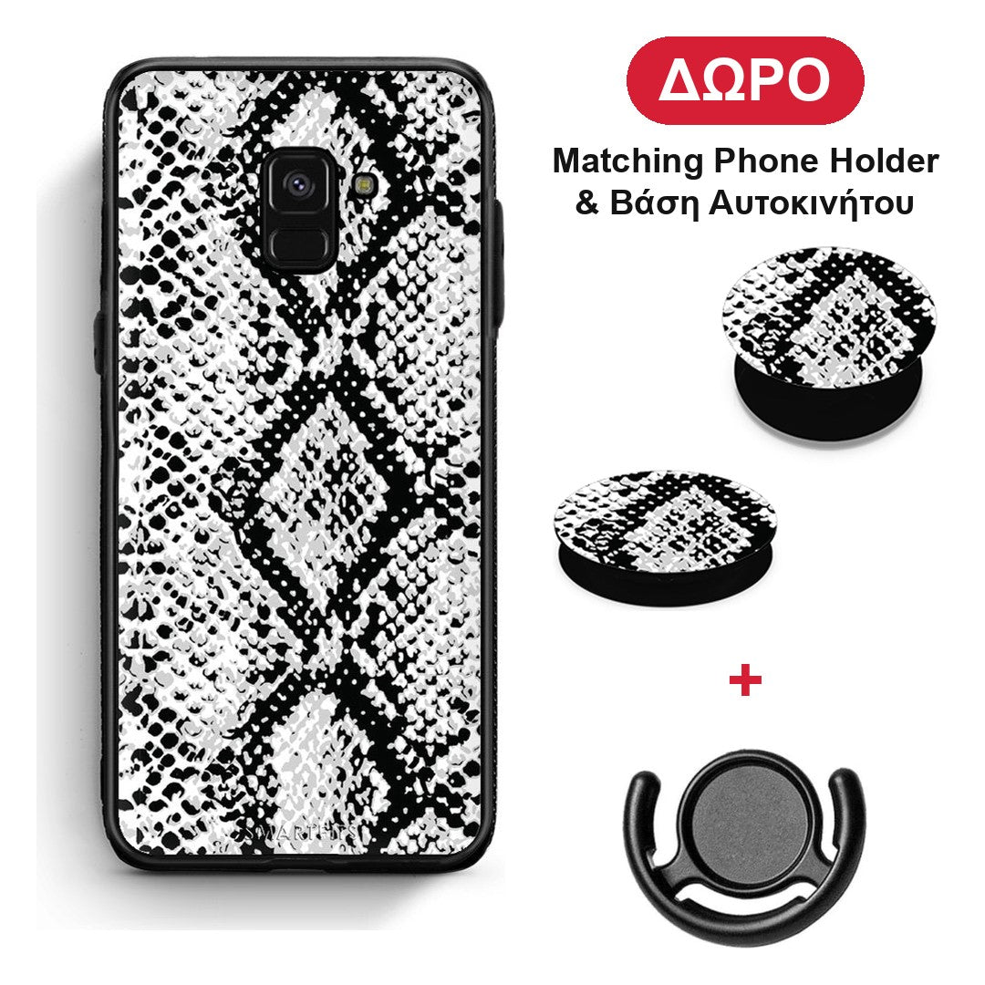 Animal White Snake - Samsung Galaxy A8 θήκη + Δώρο Phone Holder & Βάση Αυτοκινήτου