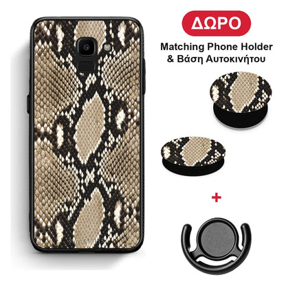 Animal Fashion Snake - Samsung Galaxy J6 θήκη + Δώρο Phone Holder & Βάση Αυτοκινήτου