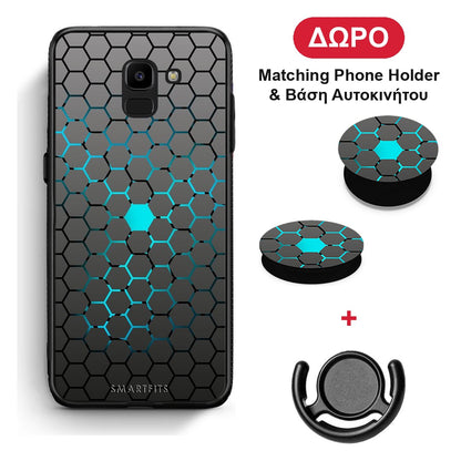 Geometric Hexagonal - Samsung Galaxy J6 θήκη + Δώρο Phone Holder & Βάση Αυτοκινήτου