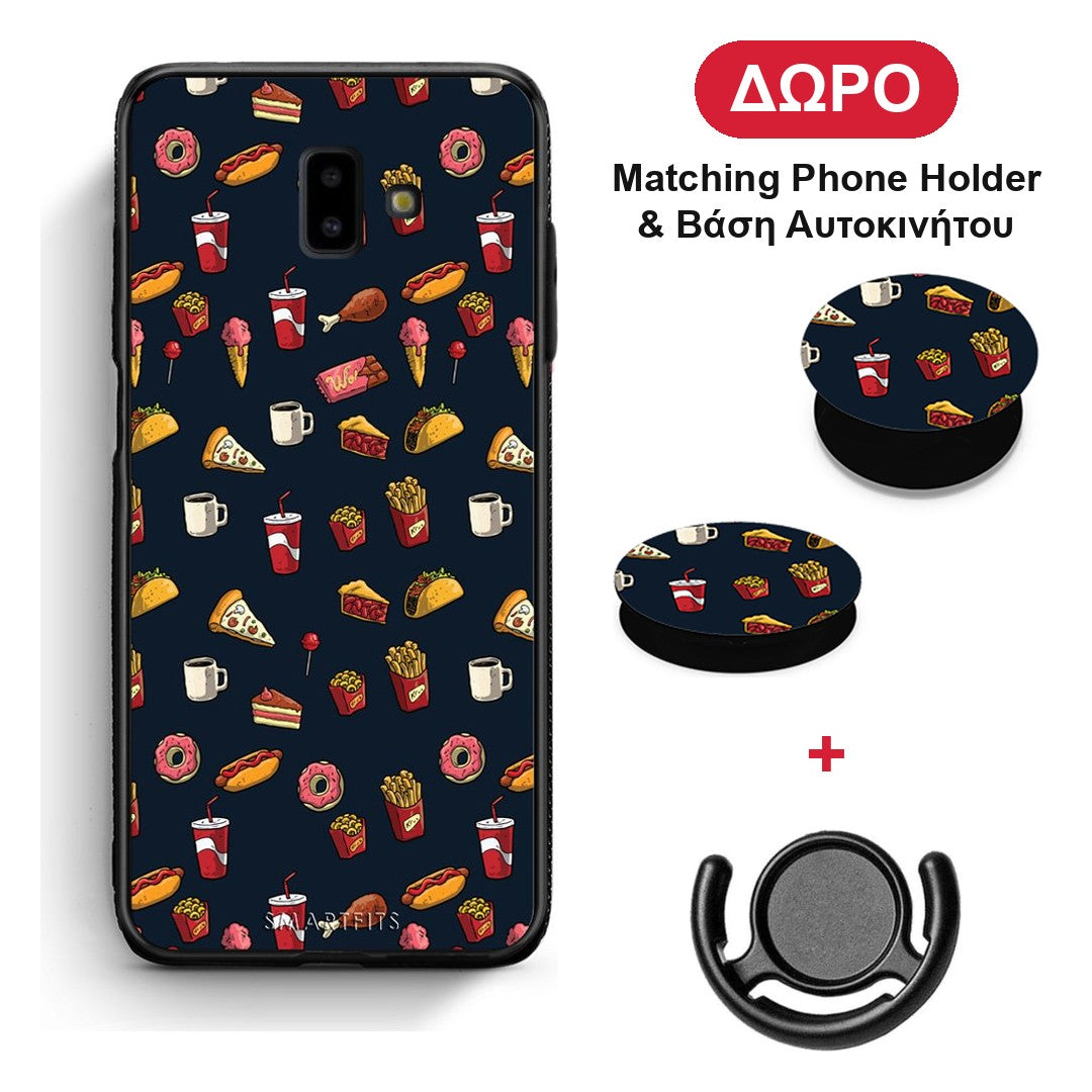 Random Hungry - Samsung Galaxy J6+ θήκη + Δώρο Phone Holder & Βάση Αυτοκινήτου