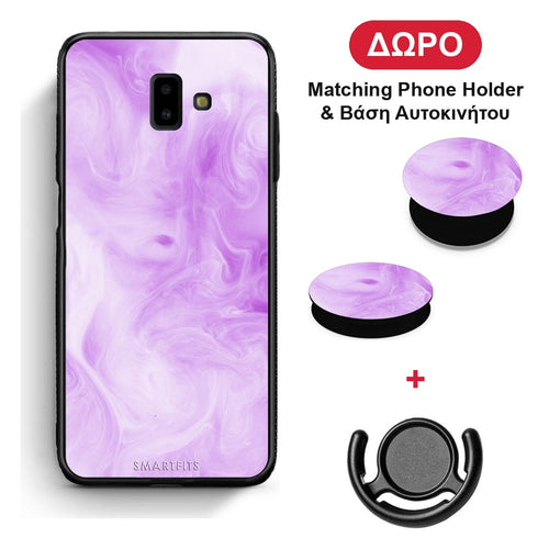 Watercolor Lavender - Samsung Galaxy J6+ θήκη + Δώρο Phone Holder & Βάση Αυτοκινήτου