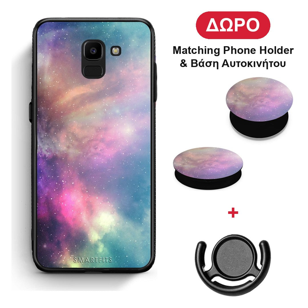Galactic Rainbow - Samsung Galaxy J6 θήκη + Δώρο Phone Holder & Βάση Αυτοκινήτου