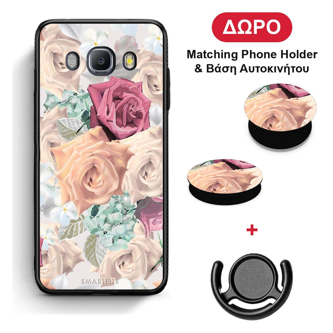 Floral Bouquet - Samsung Galaxy J7 2016 θήκη + Δώρο Phone Holder & Βάση Αυτοκινήτου