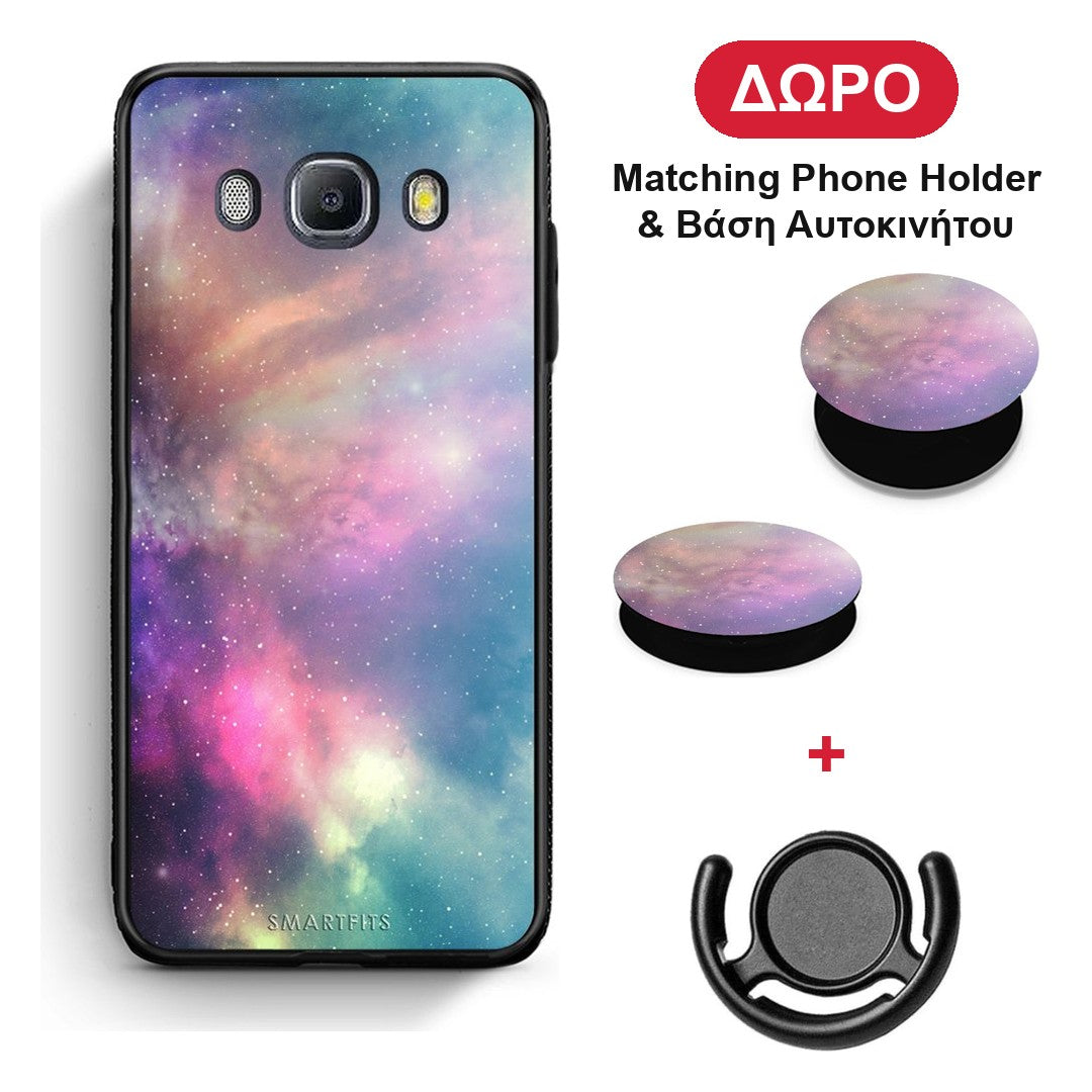 Galactic Rainbow - Samsung Galaxy J7 2016 θήκη + Δώρο Phone Holder & Βάση Αυτοκινήτου