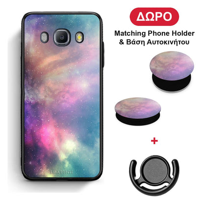Galactic Rainbow - Samsung Galaxy J7 2016 θήκη + Δώρο Phone Holder & Βάση Αυτοκινήτου