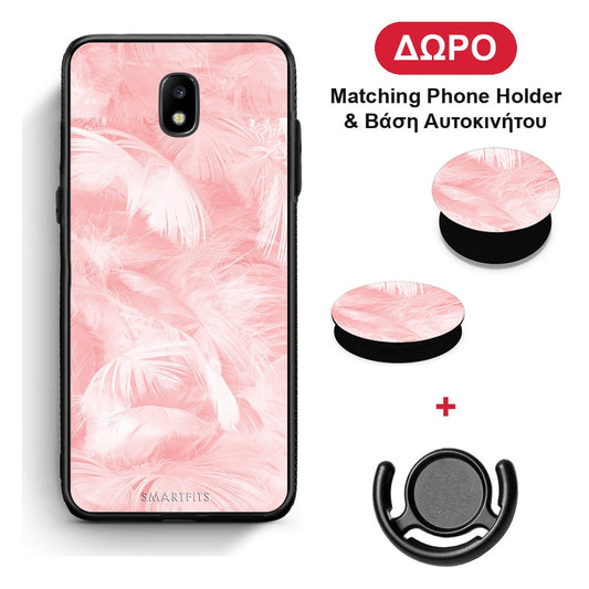 Boho Pink Feather - Samsung Galaxy J5 2017 θήκη + Δώρο Phone Holder & Βάση Αυτοκινήτου