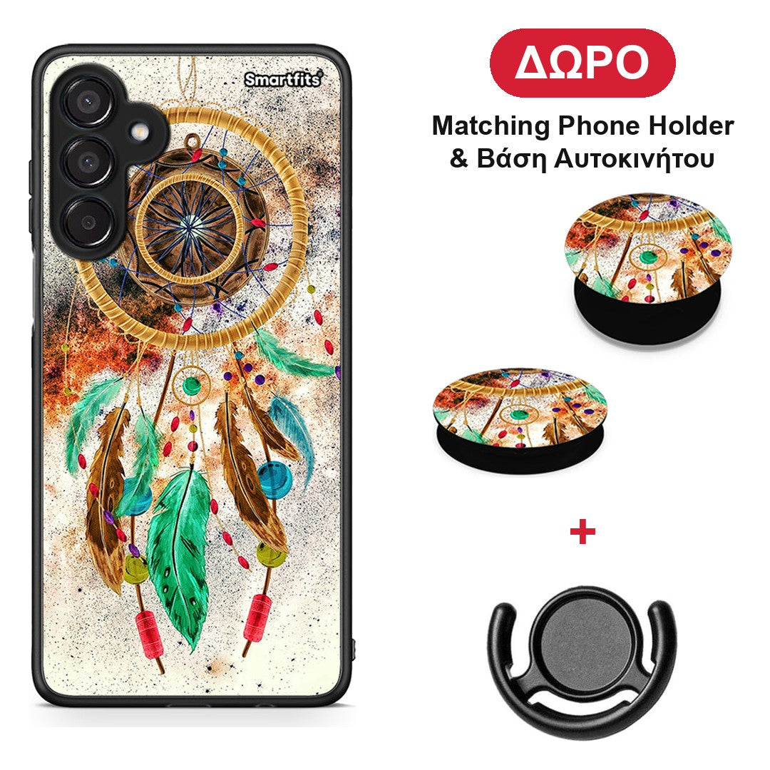 Boho DreamCatcher - Samsung Galaxy M15 θήκη + Δώρο Phone Holder & Βάση Αυτοκινήτου