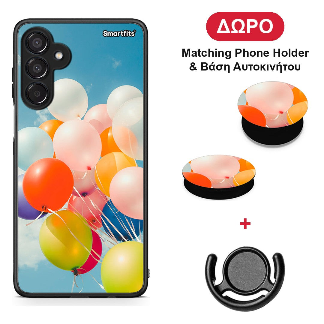 Colorful Balloons - Samsung Galaxy M15 θήκη + Δώρο Phone Holder & Βάση Αυτοκινήτου